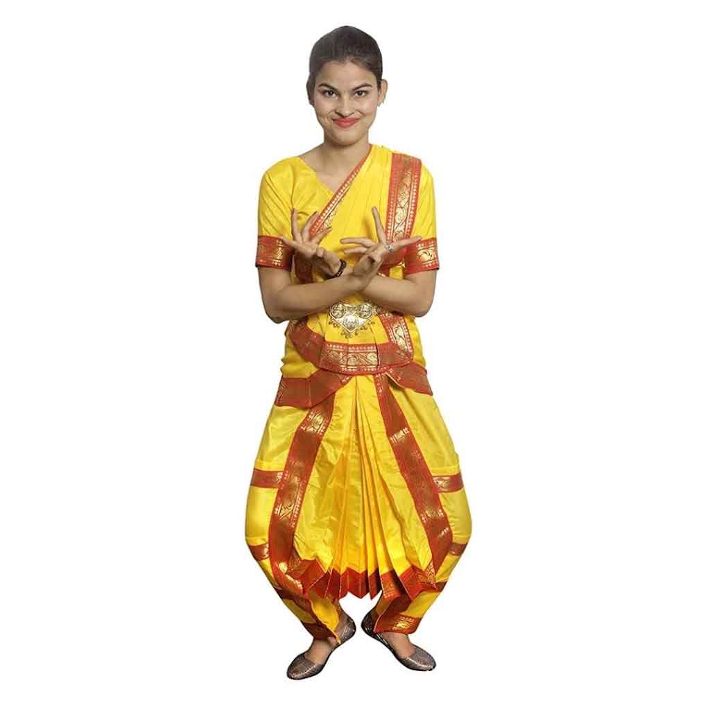 Bharatnatyam Dress - Yellow Indian Classical Dance Costume