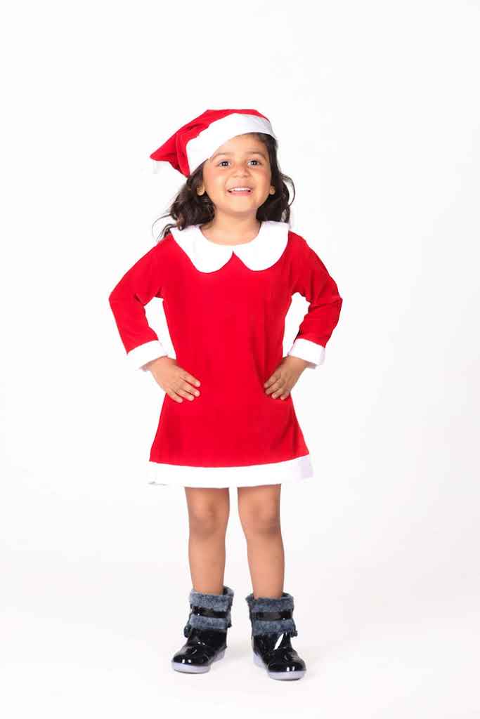 Santa Claus Dress Christmas Santa Costume for Girls With Santa Cap